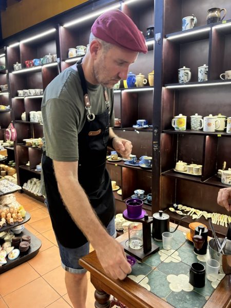 Vietnamese phin coffee brewing in Hoi An