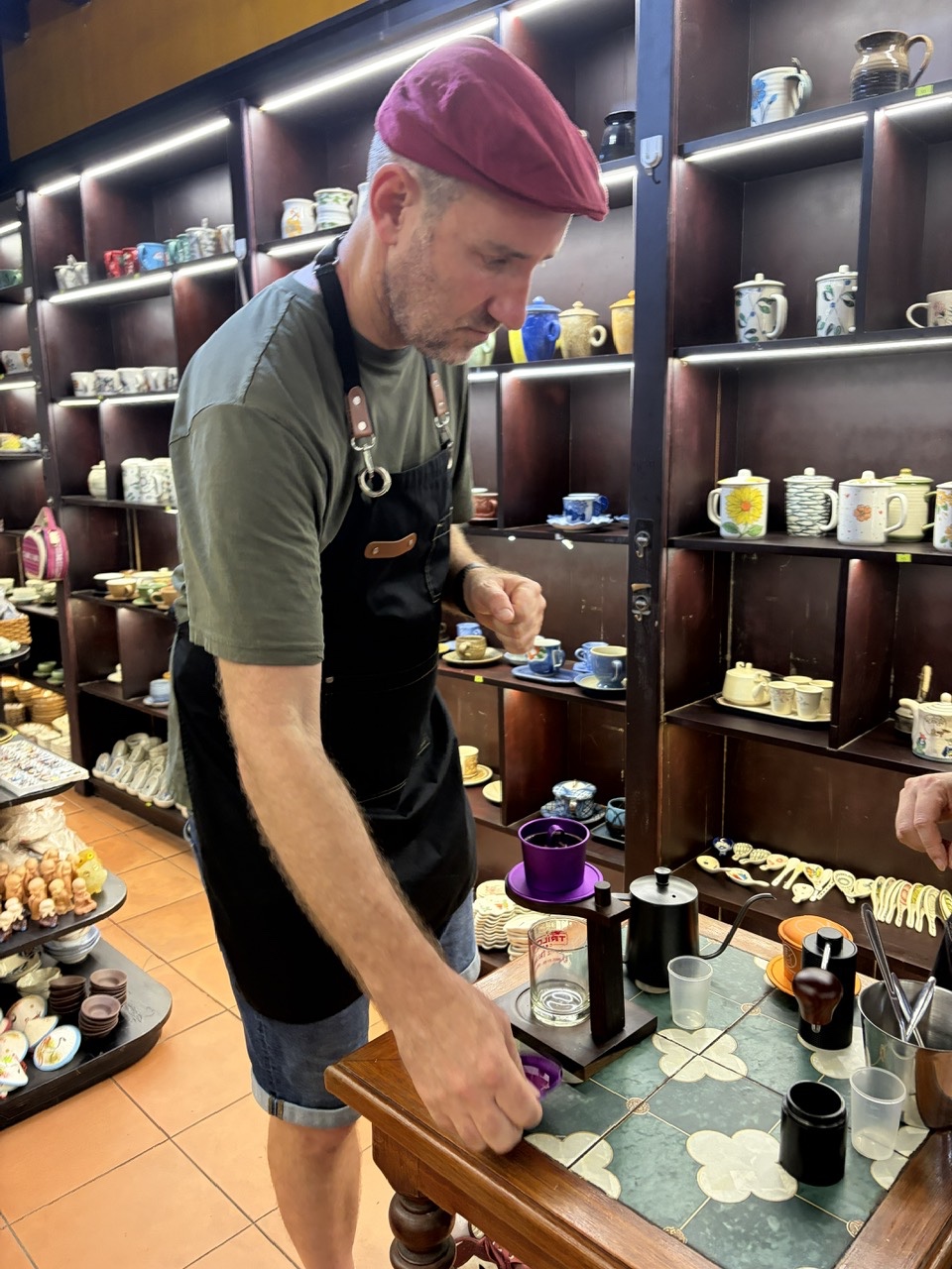 Vietnamese phin coffee brewing in Hoi An