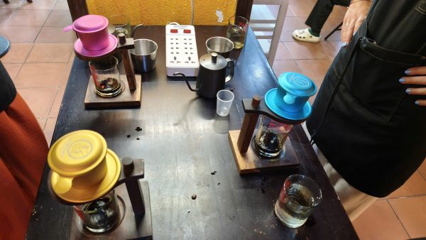 Traditional Vietnamese coffee brewed with a phin filter