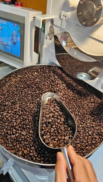 Coffee tasting after roasting at a local coffee roastery