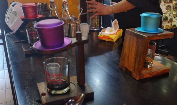 Vietnamese phin coffee slowly dripping for a slow coffee moment