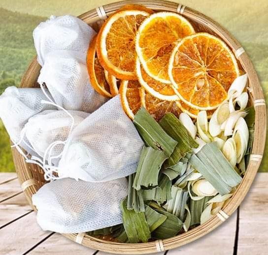 Vietnamese herbal tea made with lemongrass, orange