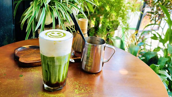Matcha drink in a glass in Vietnam