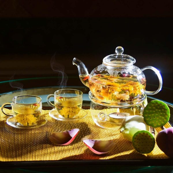 Vietnamese herbal tea in a traditional ceramic cup